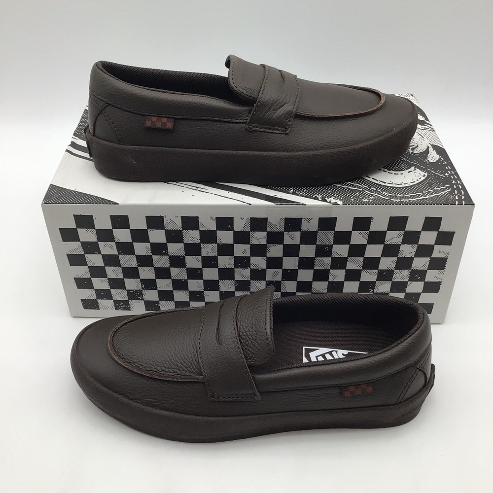 Vans Skate Loafer Rust Bronze Leather Brown Shoes VN000VAQFSB Mens Size 5.5 NEW